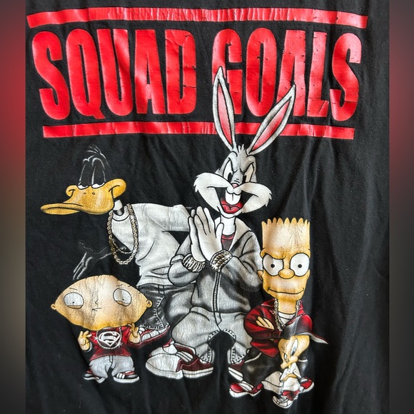 Squad Goals Cartoon Character Graphic Tee T-Shirt - Picture 2 of 5